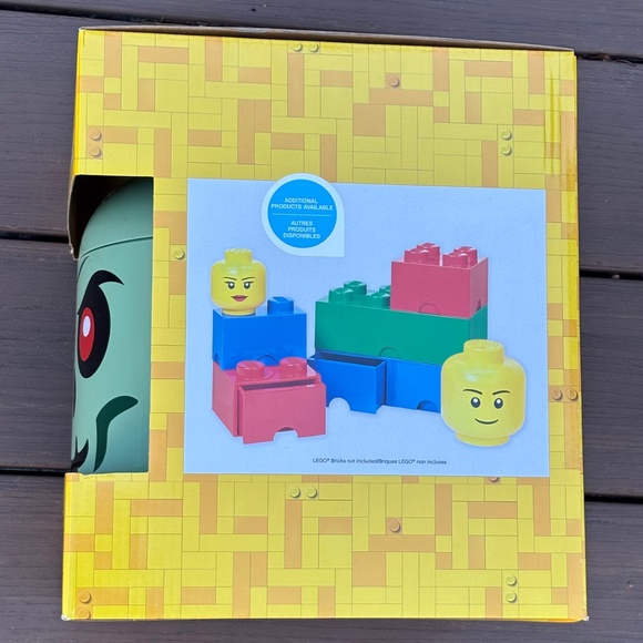 Lego Green Skeleton Head LARGE Storage Container Toy Organization Bin Stackable - Picture 4 of 8